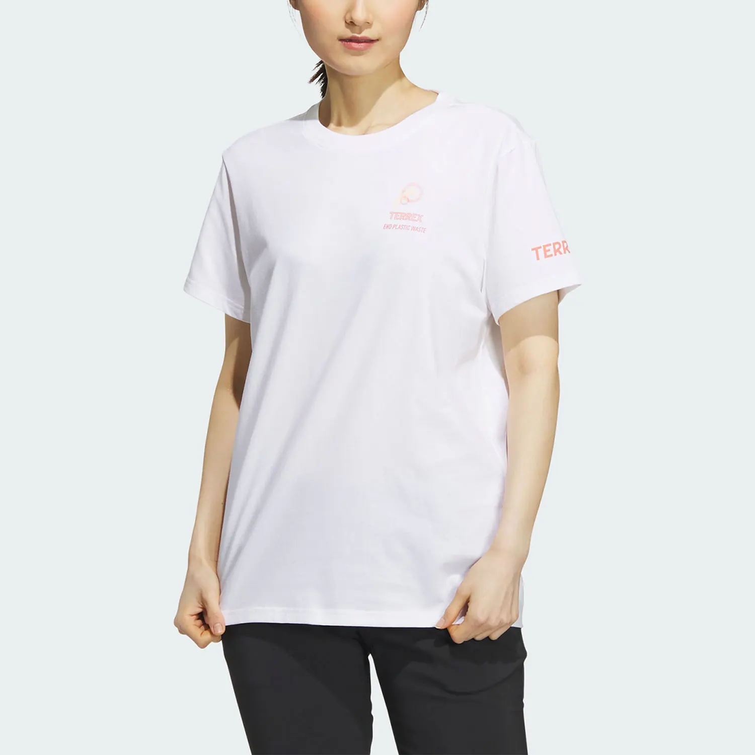 

Оригинальная женская дышащая повседневная футболка Adidas с круглым вырезом и короткими рукавами для активного отдыха, новая коллекция, IU1284