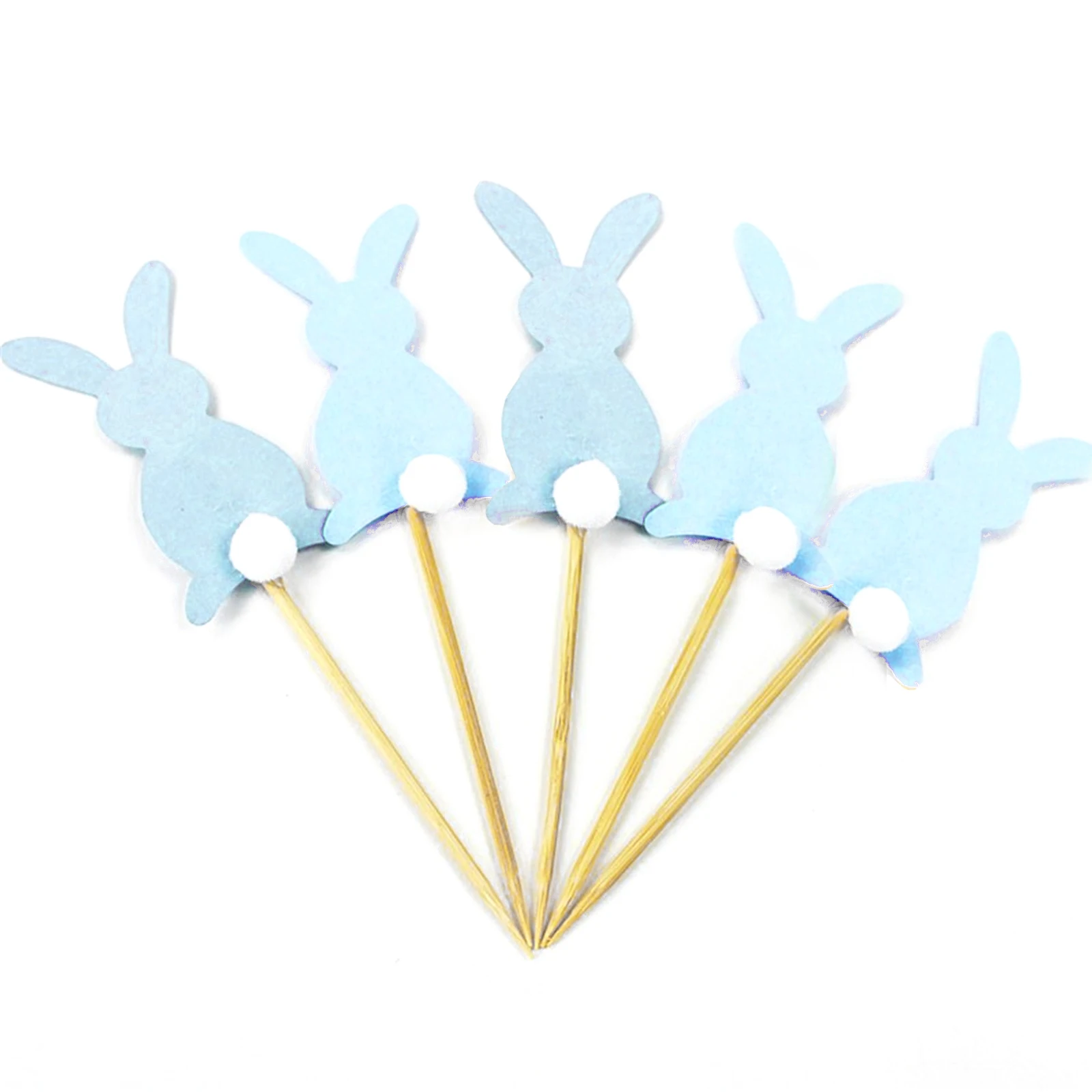 

30Pcs Creative Easter Decoration Paper Plastic Stick Bunny Cake Toppers Cookies Dessert Sign Suitable For Home Theme Parties