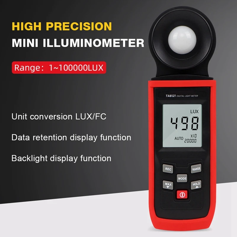 Medidor de Lux digital Fotómetro digital Medidor de luz de alta precisión de 100000 Lux/FC para fotografía, películas y aplicaciones científicas