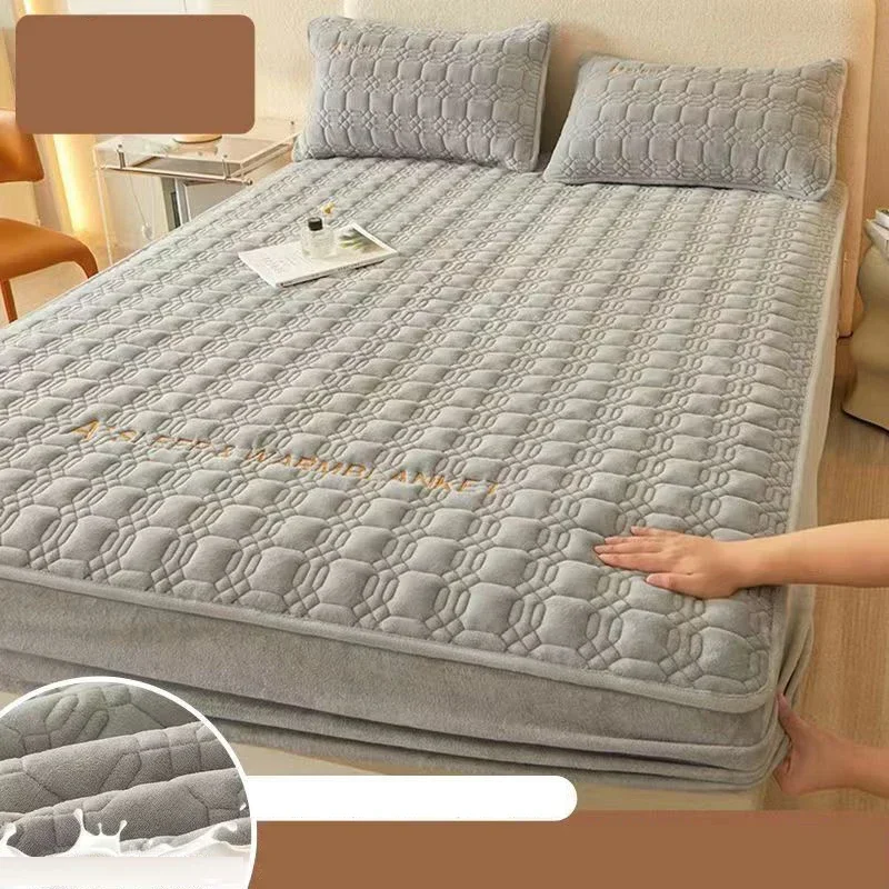 Bed Sheet Quilted Throw Mattress Cover Winter Elastic Fitted Sheet Protector Full Queen King Lençol De Cama Casal Frete Gratis