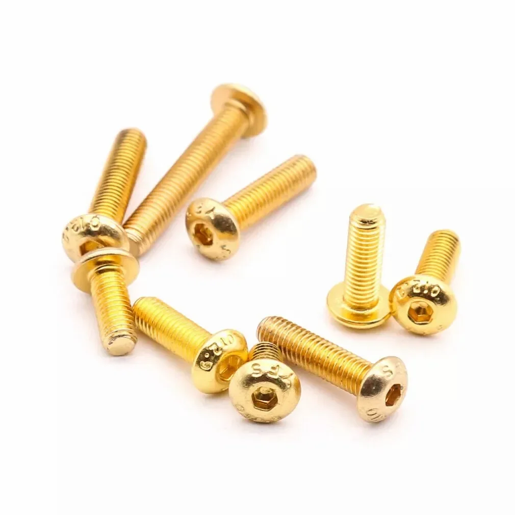 M2 M2.5 M3 M4 M5 チタン合金鋼メッキゴールドボタンヘッドソケットキャップネジ六角ボルトバイクオートバイモデル