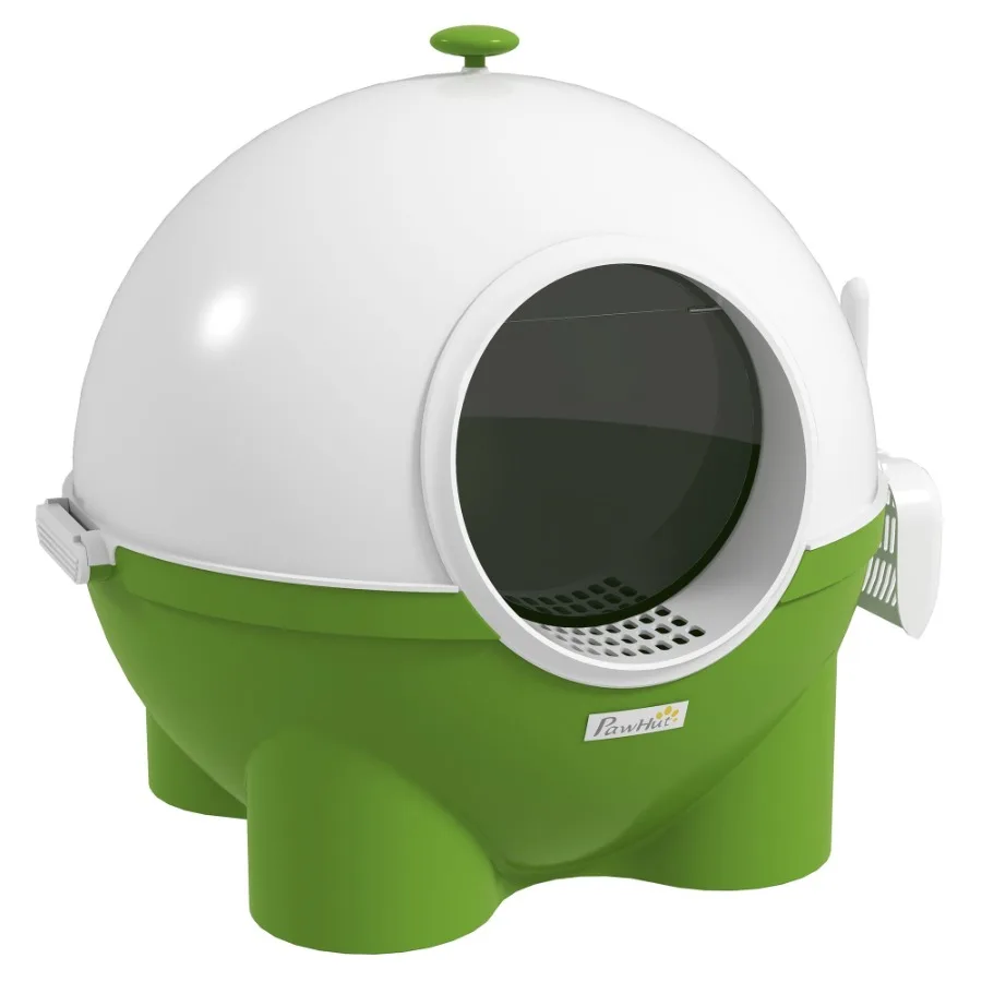 

Hooded Litter Box with Lid Scoop Cat Box with Leaking Sand Pedal Top Handle 20.9 L x 20.1 W x 18.9 H Dark Green