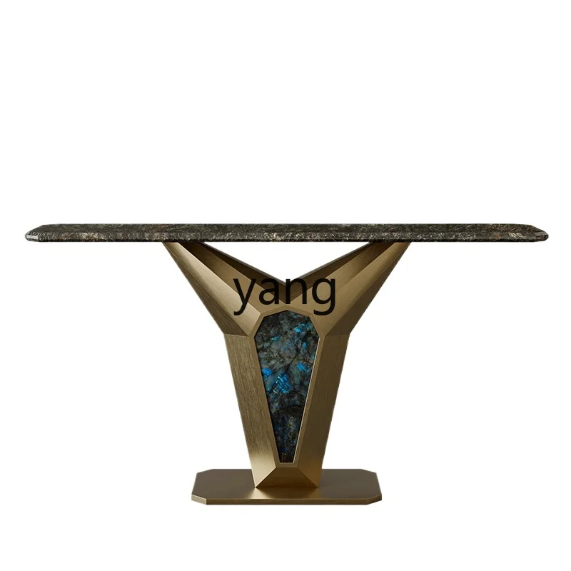 

LH Modern Simple Light Luxury Entrance Table Platinum Diamond Natural Marble Entrance Table
