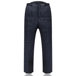 Cintura alta inverno para baixo calças dos homens dupla face 80% pato branco para baixo acolchoado calças grossas quentes manter calças pais PT-154