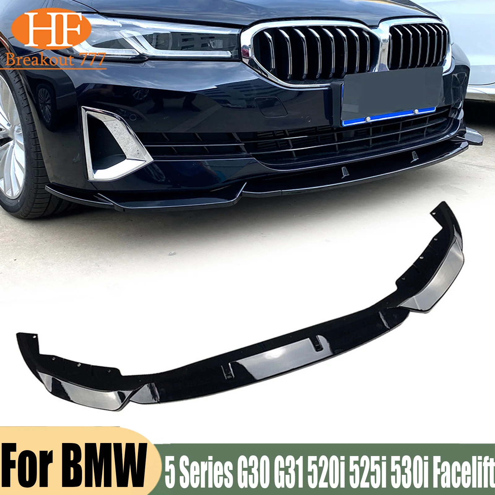 1 Set / 3 Pieces Front Bumper Spoiler Lip Kit For BMW 5 Series G30 G31 520i 525i 530i Facelift 2021+