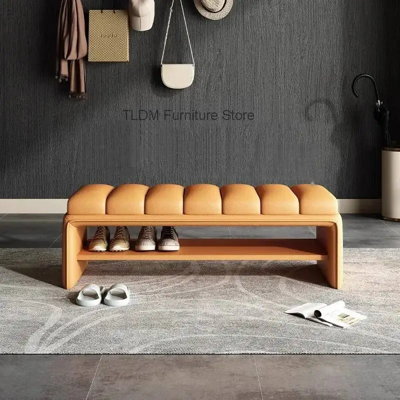 Luxury Modern Vertical Channel Tufted Bench,Leather Upholstered Entryway Bench,Elegant Accent Furniture for Living Room, Bedroom