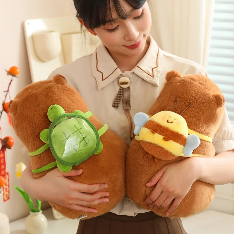 12-33cm Kawaii Capybara พร้อมเต่ากระเป๋าตุ๊กตาของเล่นตุ๊กตาน่ารักตุ๊กตาสัตว์ Capybara Plushies ตุ๊กตาของขวัญวันเกิดสําหรับเด็กผู้หญิง