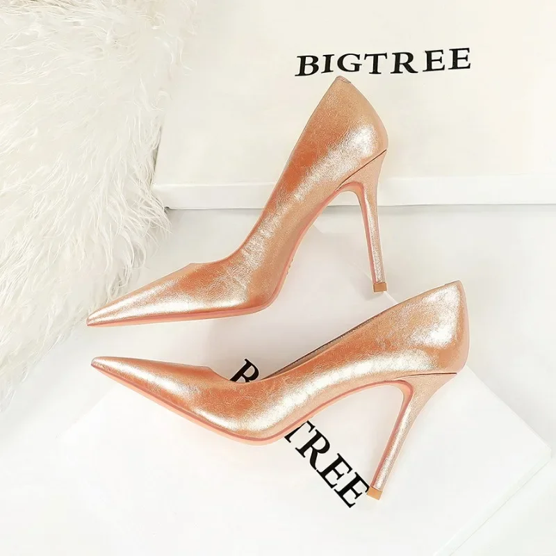 BIGTREE Retro Elegant Banquet High Heels Women's Shoes Stilettos Heels 7 Cm 10 Cm Pointed Women Pumps Shoes Sexy Banquet Shoes