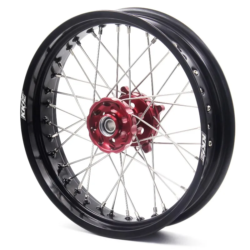 

【2025】 17-дюймовый комплект колес Supermoto, подходит для SUZUKI RMZ250 2007-2024 RMZ450 2005-2024, ступица из красного сплава, черный обод