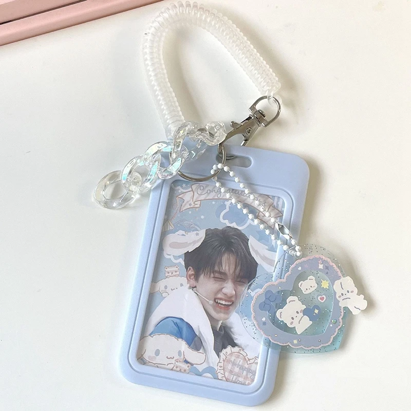 Soporte para sesión fotográfica Kpop, soporte para exhibición de fotos con llavero de amor Funda protectora con imagen de Idol, funda protectora para tarjetas de identificación de crédito