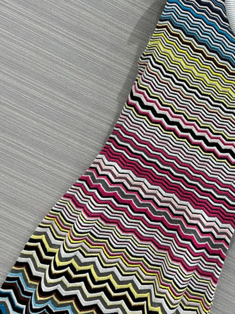 Italian Style High-end Quality Knitted Sawtooth Stripe Women\'s Dress New in Summer 2023 Female Elegance Sleeveless Clothing