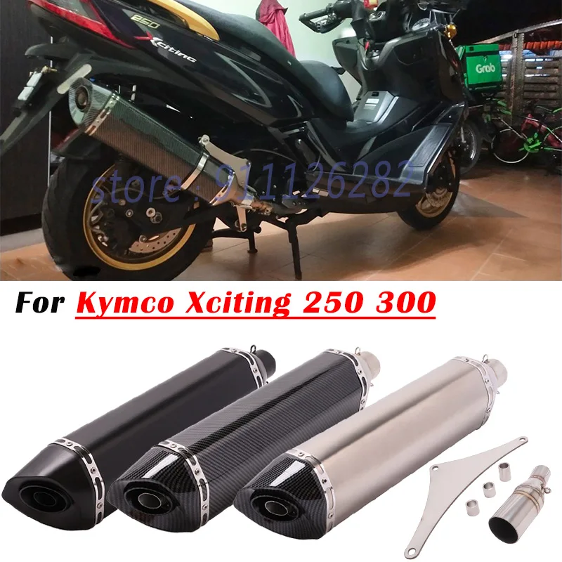 

Slip On For Kymco Xciting 250 300 250i 300i Motorcycle Exhaust Escape System Modify 570mm Muffler With Mid Link Pipe DB Killer