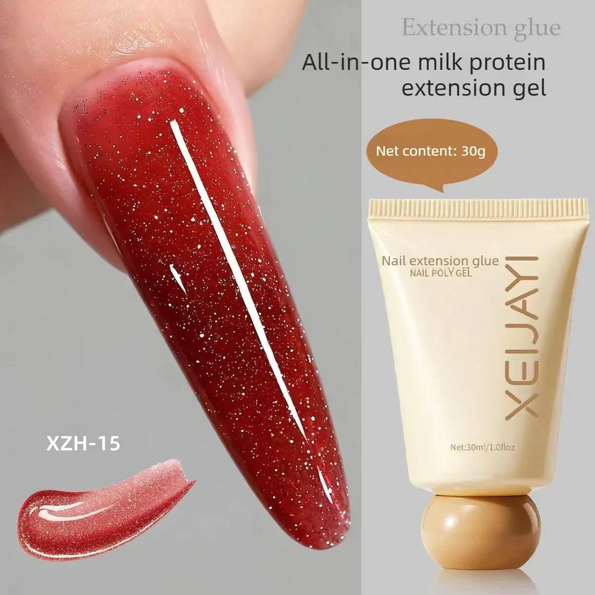 Nagelverlängerungs-Gel Gehärtetes Gel Ohne Blasen 15 Farben Poly-Gel Nagelkunst Aufbaugel für Verlängerungen 30ml Maniküre-Zubehör – Detail 13