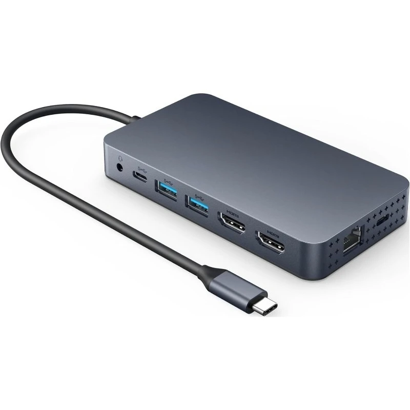 

Drive USB C to 4K 60Hz, 10-in-1 Hub for 2-Monitor Extension, 100W Power Delivery Fast Charging, High-Speed Data T