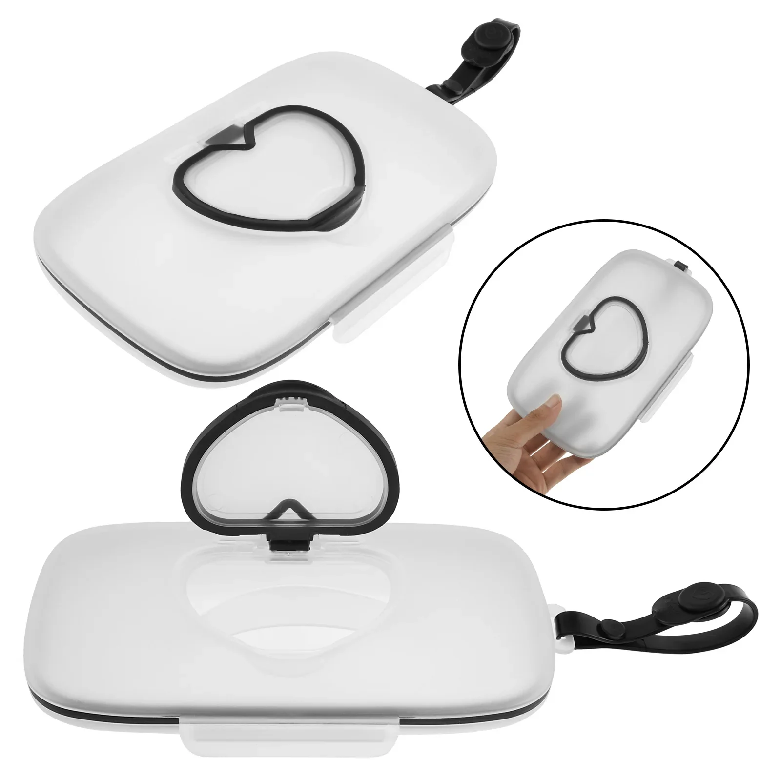 2 Pcs Wipes Dispenser Portable Baby Wipe Storage Box Case Sealing Design Lids Container Heart Shaped Lid Adult Reusable view 2