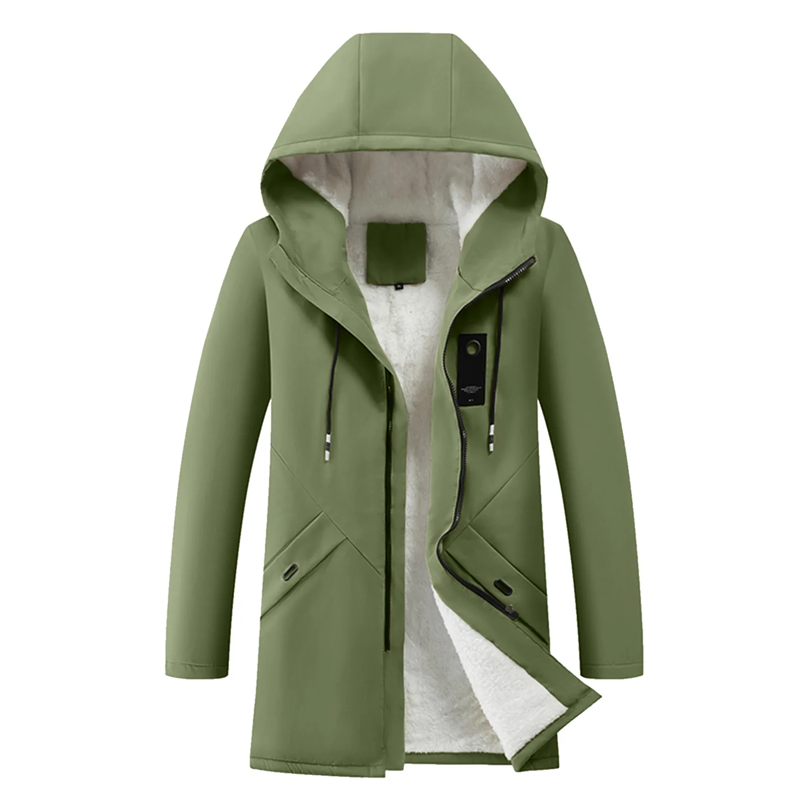 Mens Cotton Windproof Solid Color Coats Parkas Jackets For Men Long Hooded Coat Winter New Warm Thick Fleece Parkas Jacket