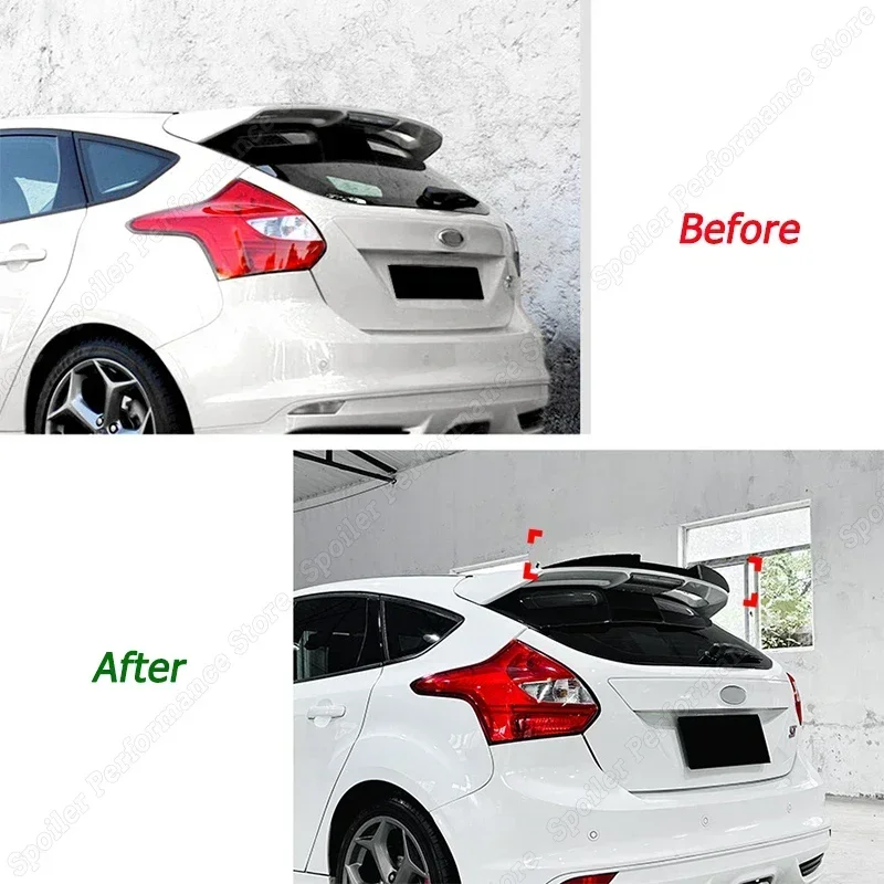 Car Rear Trunk Roof Lip Spoiler Wings ABS Gloss Black Body Kits Tuning For Ford Focus MK3 ST-Line ST 2011-2017 Style Accessories