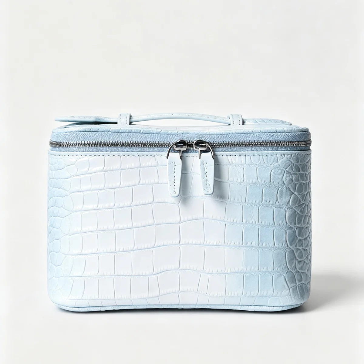 Große Kosmetiktasche aus echtem Leder für Damen, mit Krokodilprägung, als Make-up-Organizer und Reise-Toilettentasche mit integriertem Spiegel, Neu – Detail 14