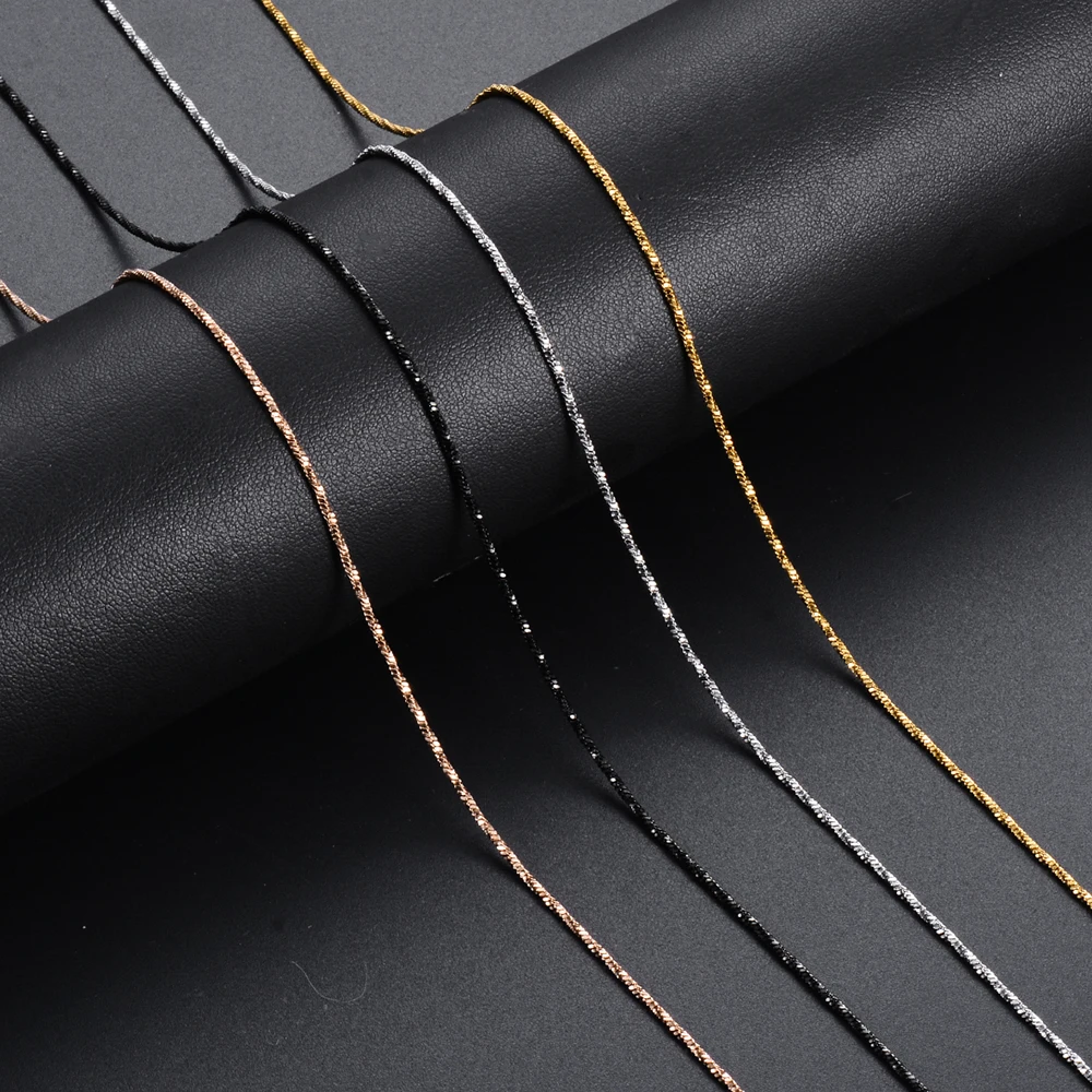 1 Stück, Breite 1,2 mm, winzige, gedrehte quadratische Schlangenkette, Halskette aus Edelstahl, Choker-Halskette für Damen, Collier – Detail 3