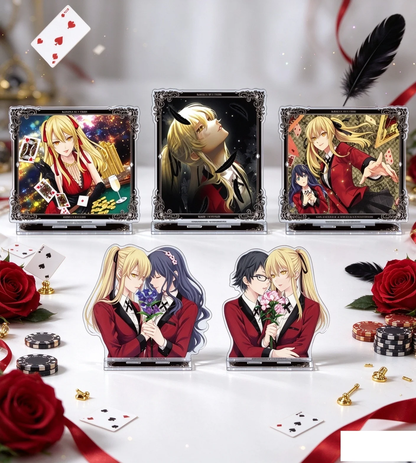10cm Anime Kakegurui Twin Acrylic Stand Model Bookshelf Decoration Products High Definition Images Bookshelf Decoration Keychain