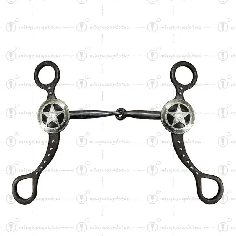 Antique Bronze Western Horse Bit with Silver Engraved Plates - BT1144