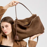 2025 Autumn Winter Women's Suede genuine leather Bag Shoulder Handbag Large Capacity Single Tote Bag Handbag Luxury Designer Bag - Image 4
