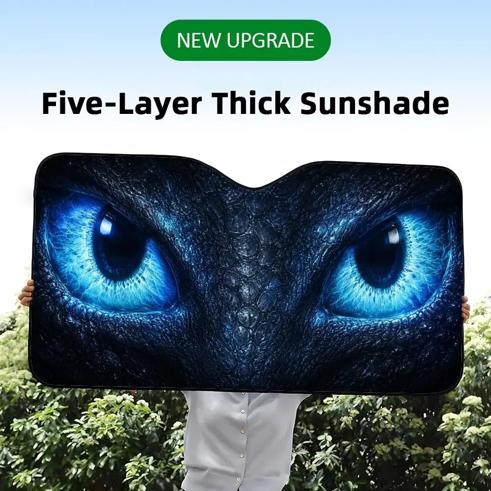 Niedliche Augen-Designs Sonnenschutz aus Aluminiumfolie für Windschutzscheiben mit reflektierendem UV-Schutz, Wärmeisolierung, faltbar, universelle Passform – Detail 8