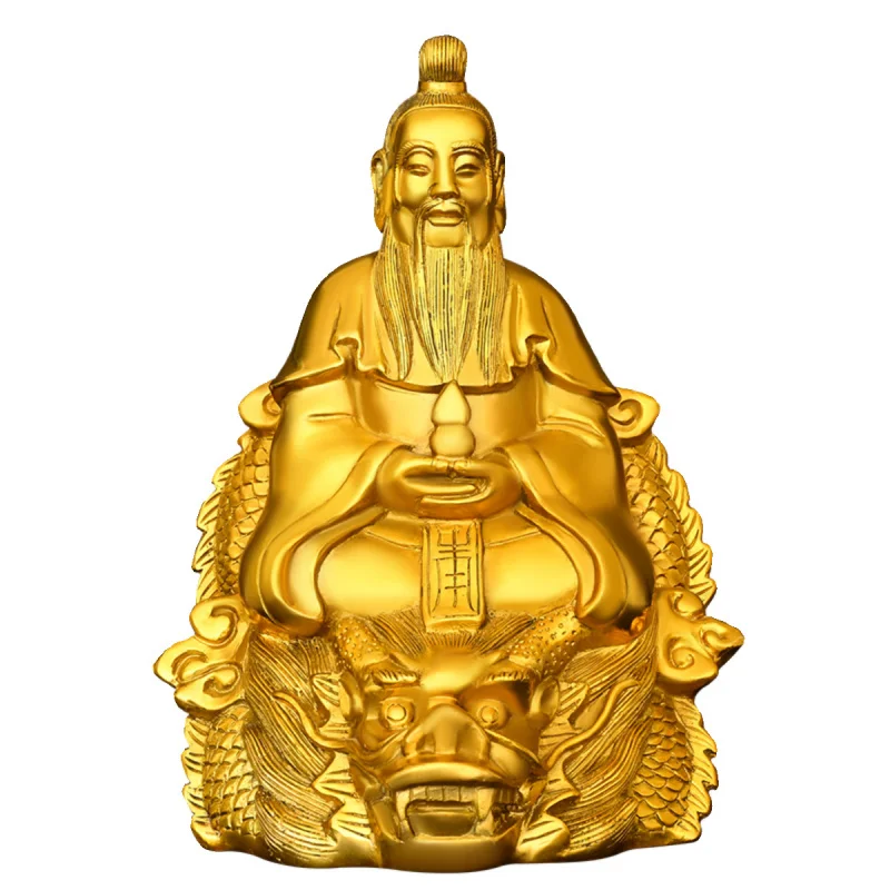 Pure Old Ancestor Bronze Figure Hongjun Copper Statue Brass Land Pressure Daoist Sitting Long Chair
