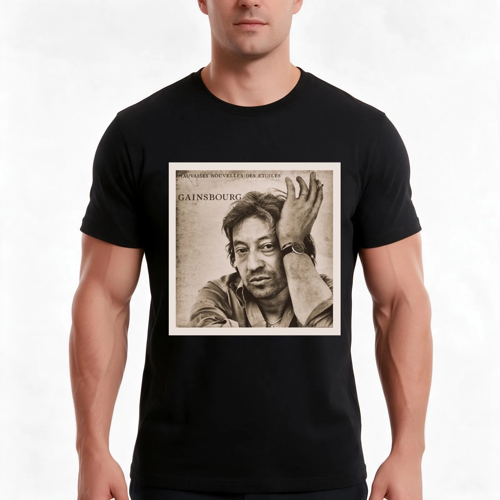 Serge Gainsbourg T-Shirt, Summer Casual Cotton Tee, Oversized Streetwear Tops, Vintage Graphic Print, Loose Fit Short Sleeve