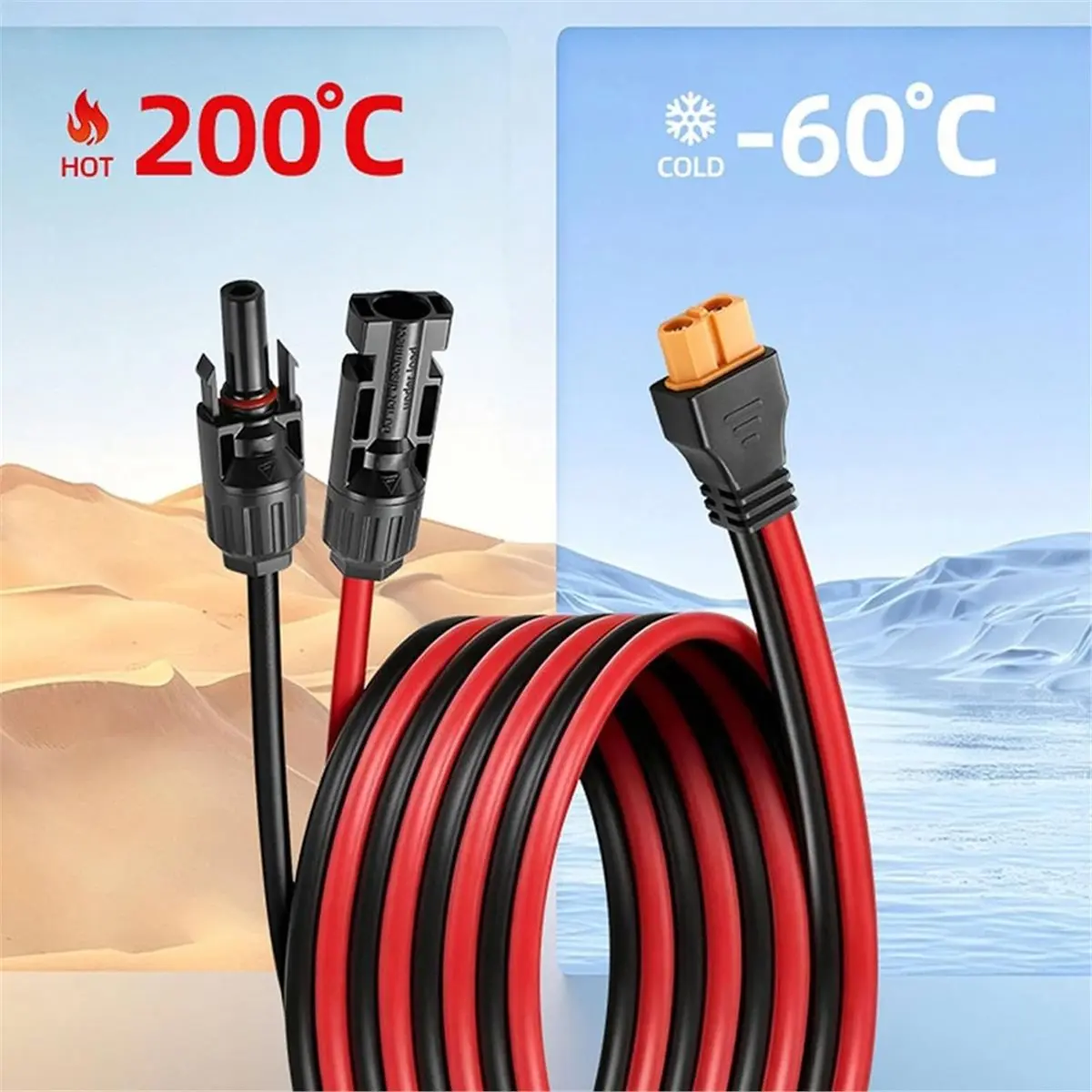 Solar Connector Wiring for Portable Power Setups, 1.5m Flexible 600V Rated Cable for Common Solar Systems