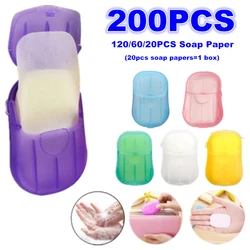 20/60/120/200Pcs New Portable Mini Disposable Soap Paper Travel Soap Paper Washing Hand Bath Clean Scented Slice Sheets Mini