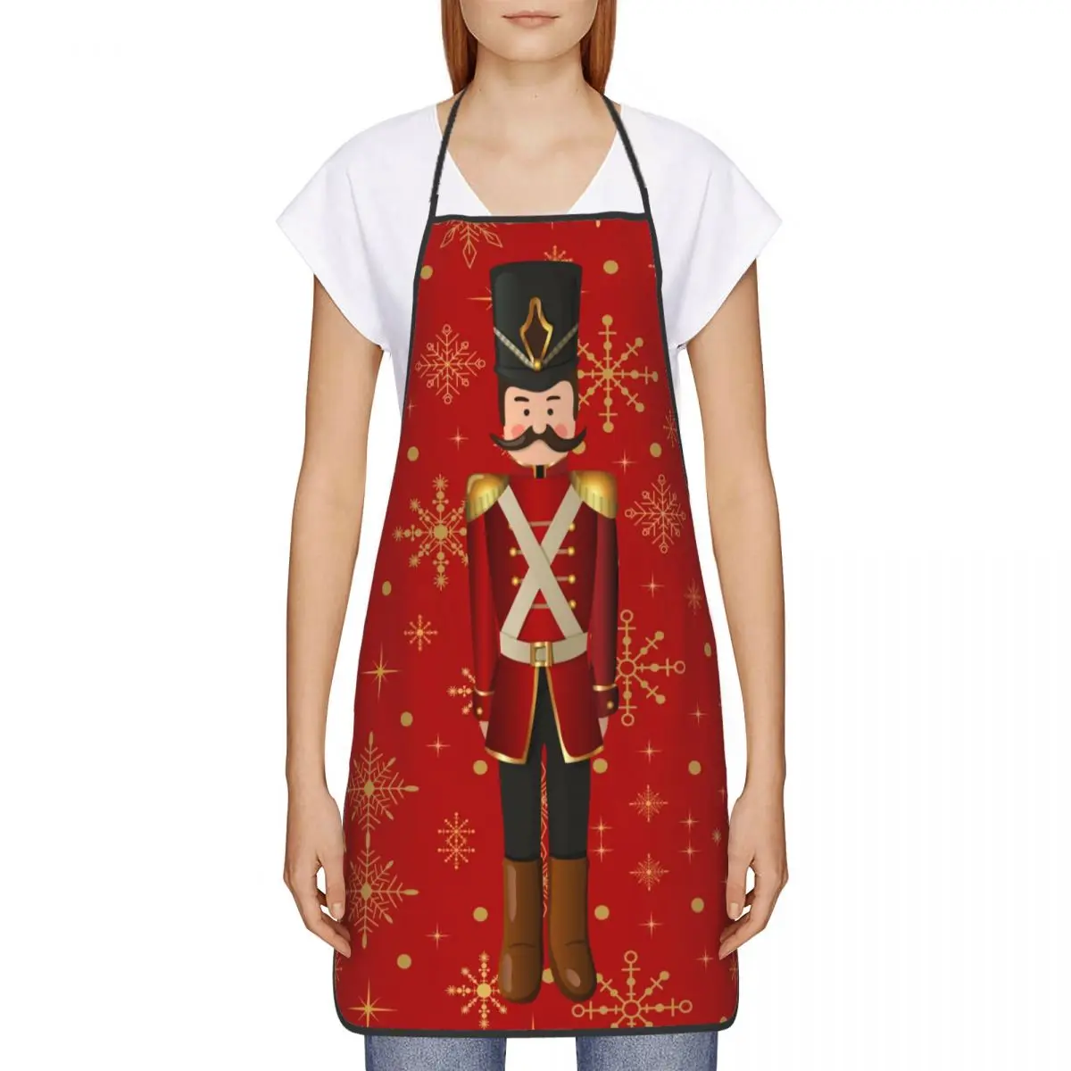 Custom Bib Christmas Nutcracker Toy Soldier Aprons for Men Women Unisex Adult Chef Kitchen Cooking Tablier Cuisine Gardening