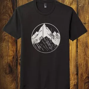 Minimalist Mountain Graphic Shirt Black Unisex Soft