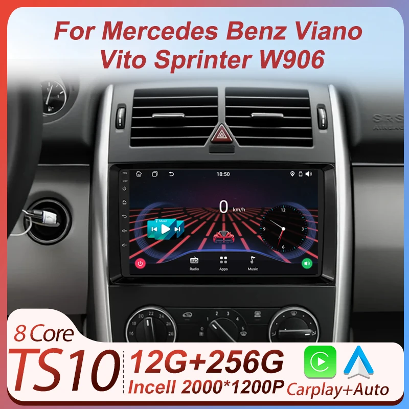 

Stereo Head Unit Android For Mercedes Benz Viano Vito W639 B200 W169 W245 Sprinter W906 GPS Navigation Carplay Touch Screen DSP
