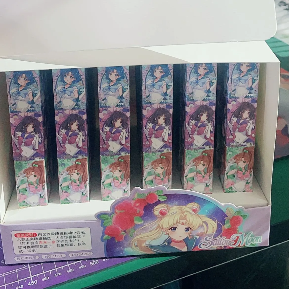 24pcs Japan Cartoon Anime Sailor Moon Gel Pens Tsukino Usagi Mizuno Ami Student Stationery School Supplies