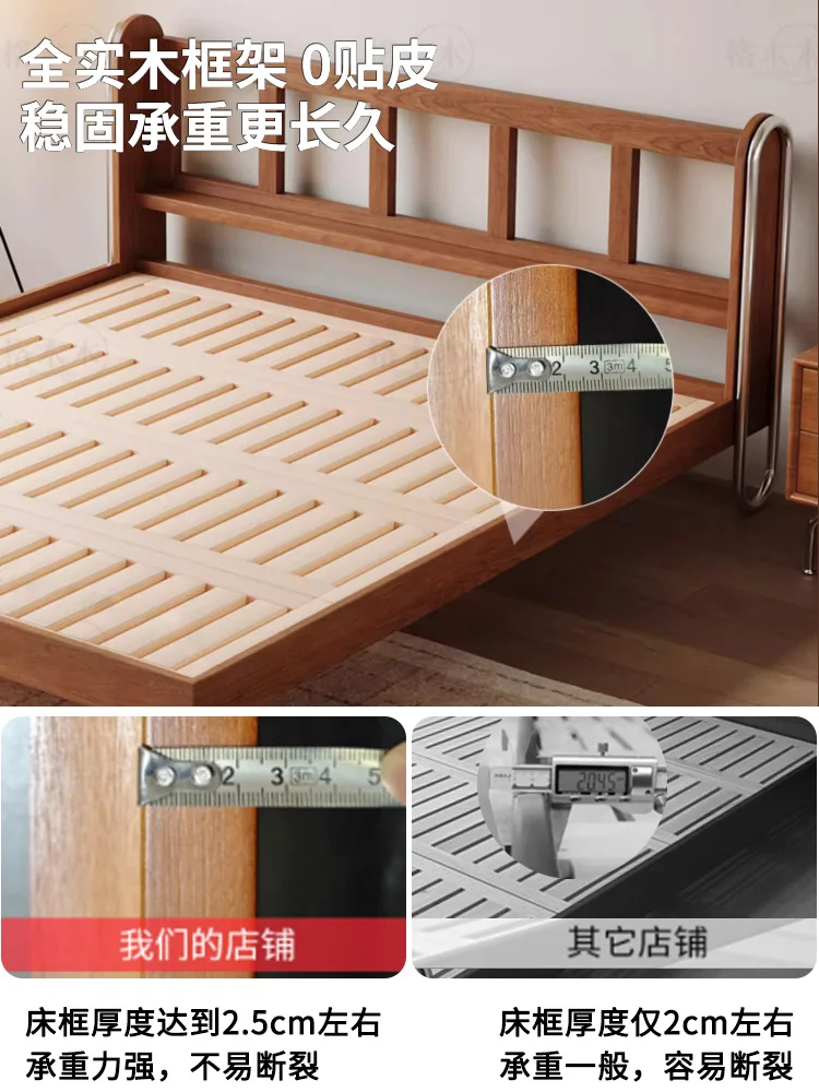 Cama de saco macio de madeira maciça dupla francês retro 2025 nova cama de tecido