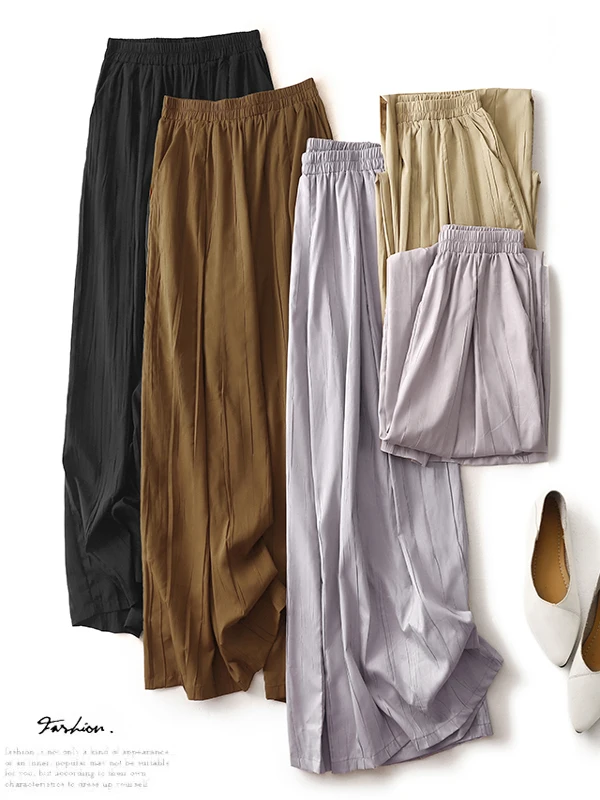 Loose Straight Leg Wide Leg Pants Chinese Style Casual Trousers High Waist Long Pants Regular Thickness Artistic Commute Style