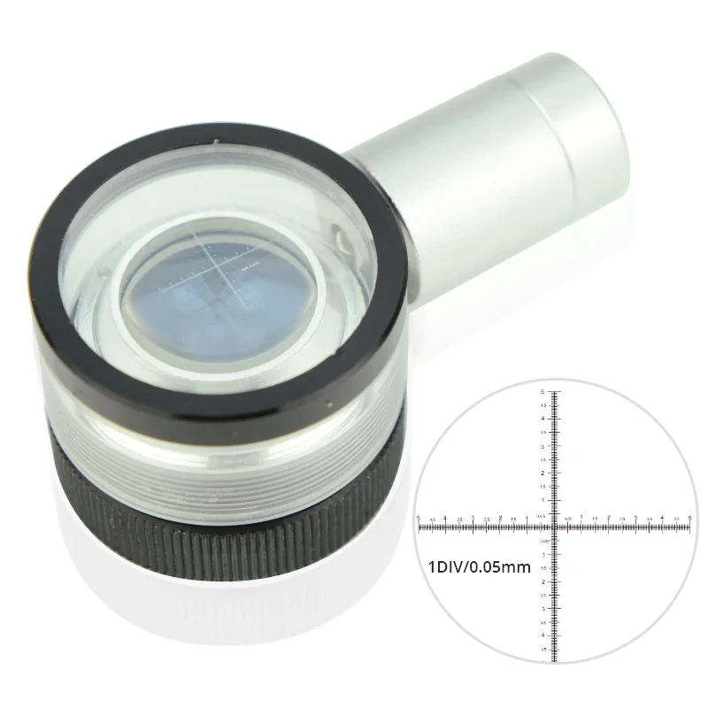 

30x Portable Pocket Magnifier Flat-Field Achromatic Magnifying Glass with Micrometer scale Graduation value 0.05mm