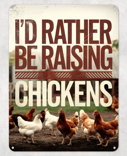 Rather be Raising Chickens Metal Poster Wall Tin Sign Man Cave Shed Home Plaque --Tin Sign