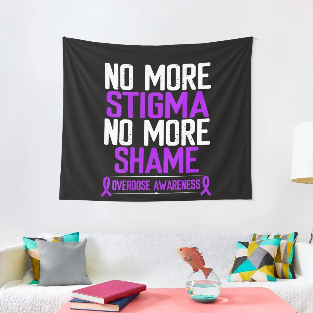 Womens Overdose Awareness No more stigma shame Ribbon Tapestry Carpet Wall Room Aesthetic Decor Tapestry