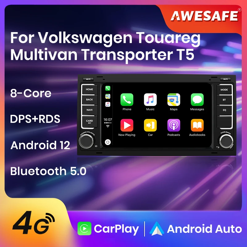 AWESAFE Wireless CarPlay Android Auto Radio for VW Volkswagen Touareg Car Multimedia Player GPS 2din autoradio