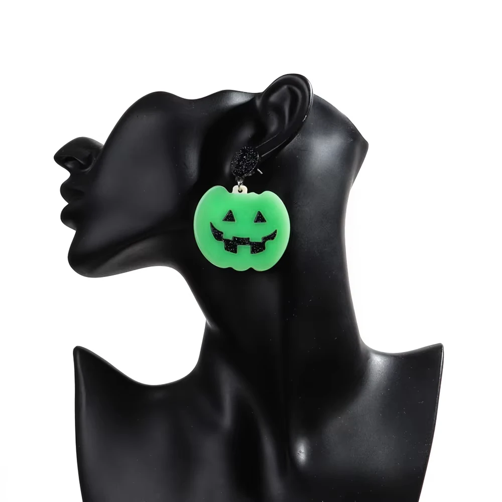 Halloween Glow in The Dark Ghost Pumpkin Acrylic Earrings for Women New Gothic Luminous Skull Drop Earring Party Jewelry Gifts