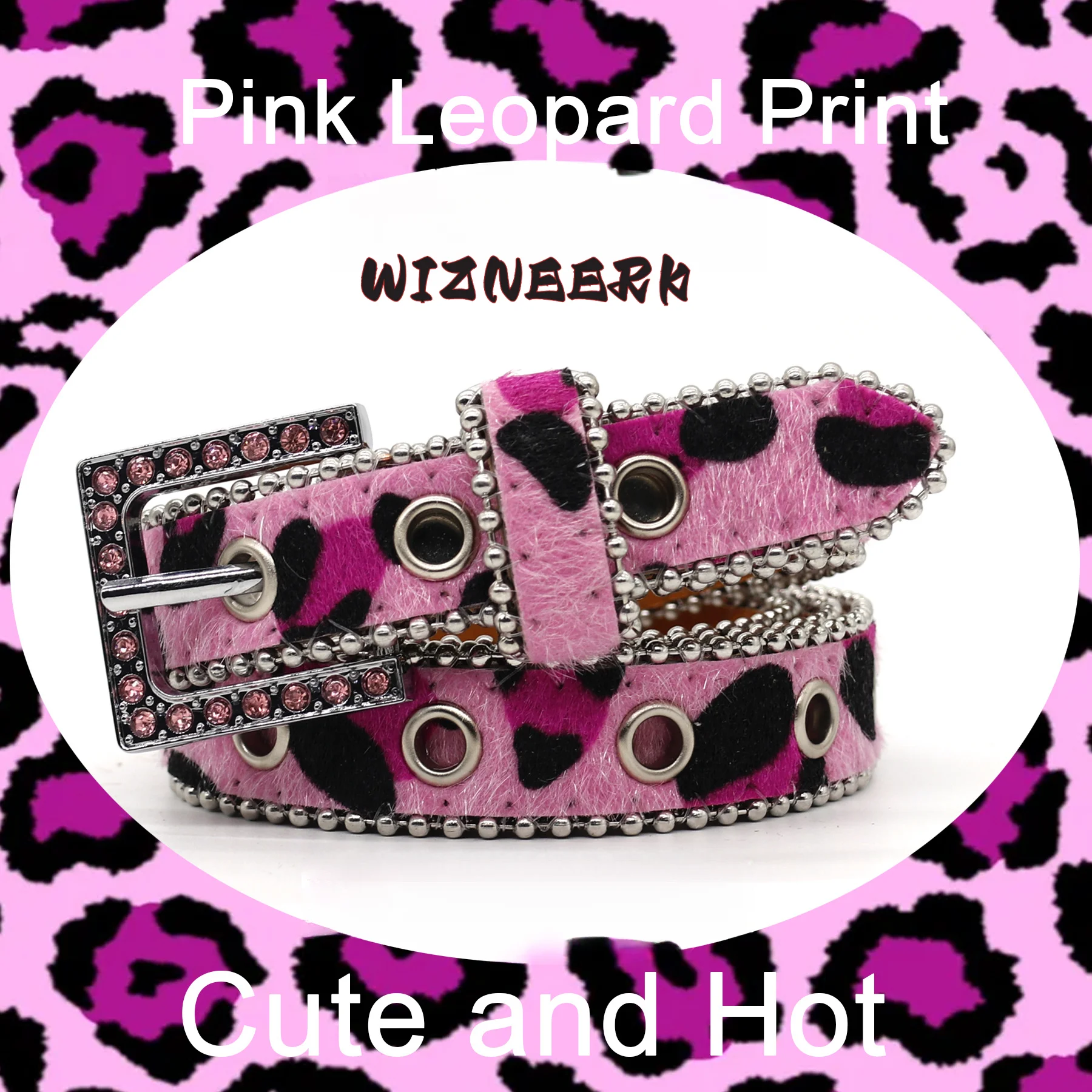 wizneerk-スパイシーガールミレニアム-y2k-ヒョウ柄ベルト女性の多用途装飾新しい針バックルラインストーンベルト