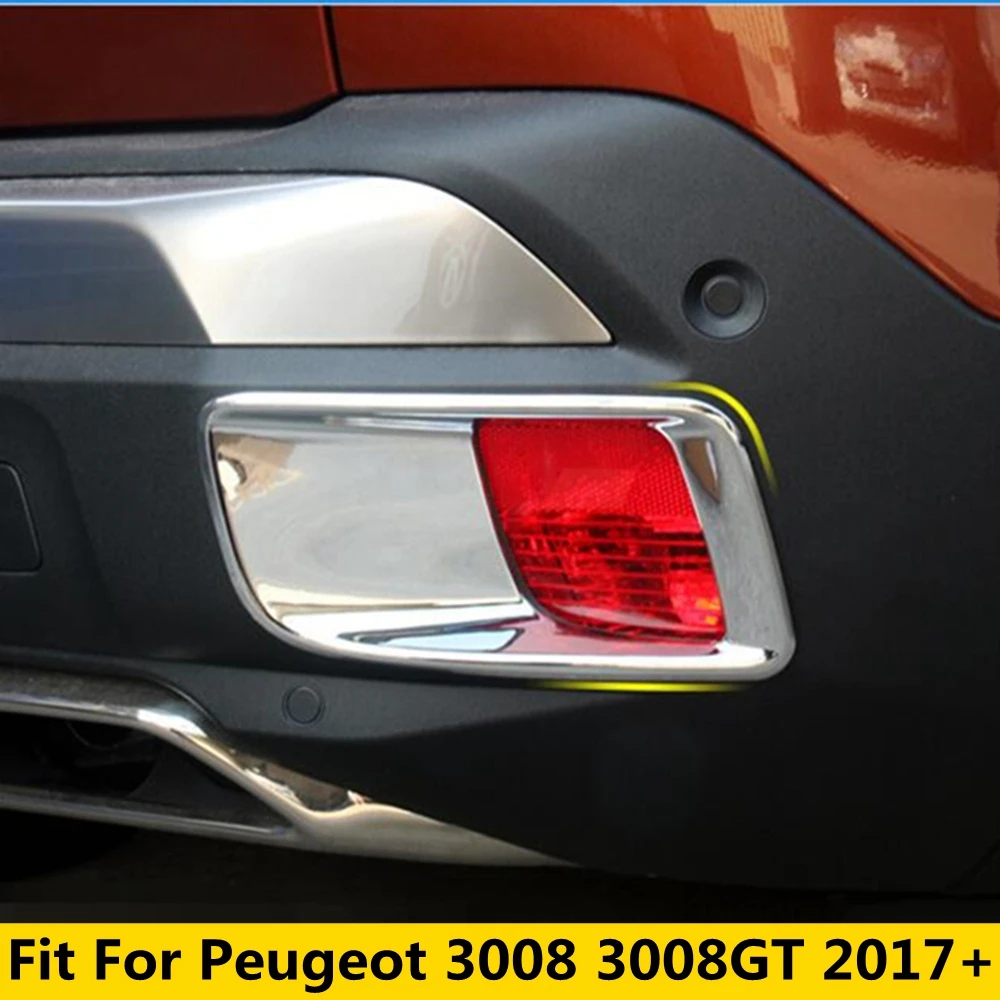 

ABS Carbon Fiber Rear Tail Trunk Fog Light Lamp Decoration Frame Cover Trim For Peugeot 3008 3008GT 2017 - 2023 Car Accessories