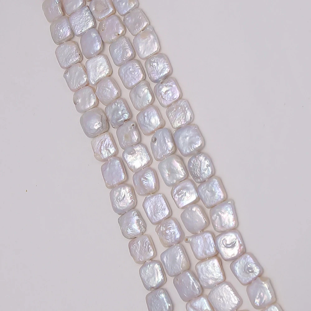 

White 12mm Square Shaped Baroque Natural Freshwater Pearls Loose Beads DIY Necklace Bracelet Earrings Valentine's Day Gift