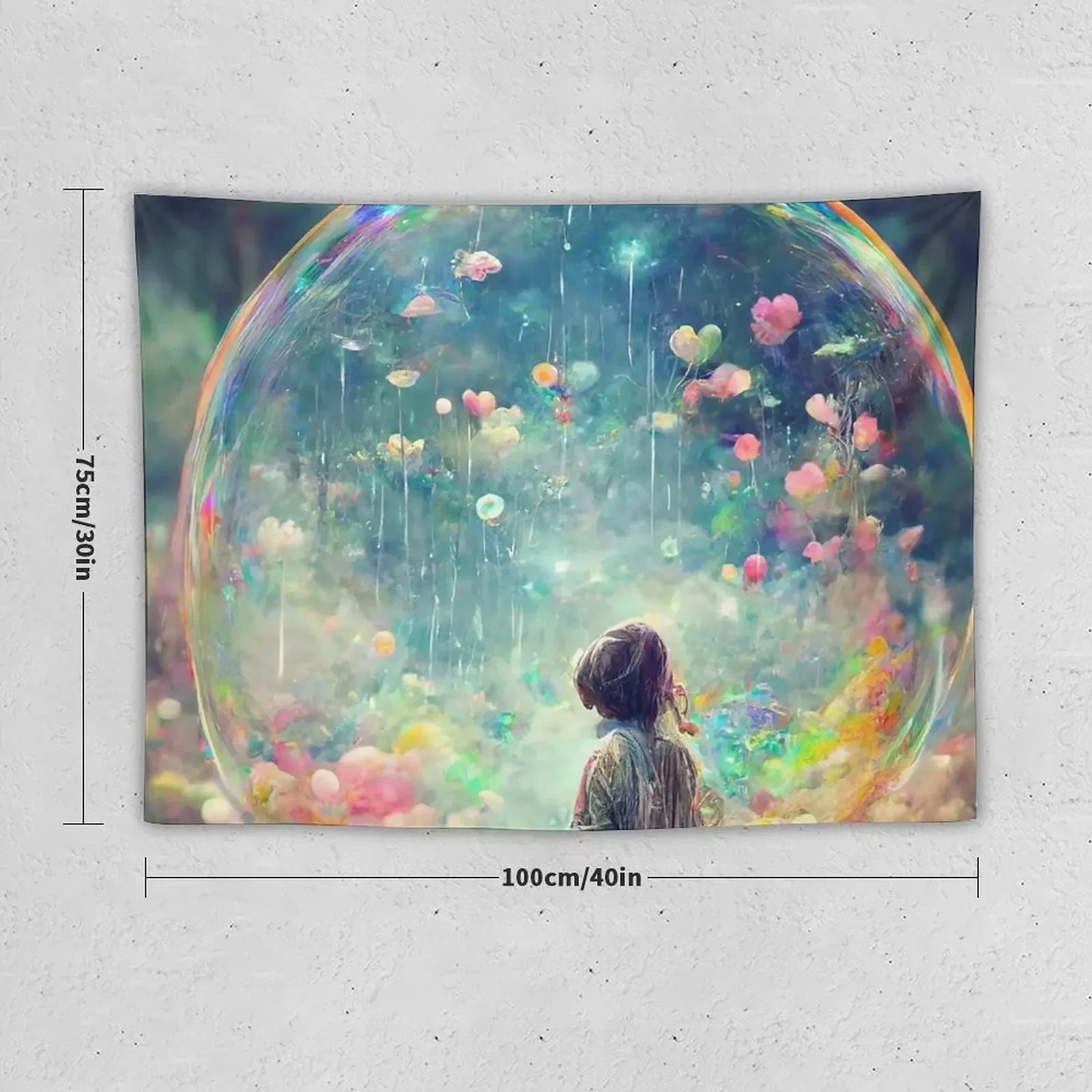 Bubble Girl Dreamer Rainbow Abstract Art Print Tapestry Aesthetic Decoration Room Design Decoration Wall Tapestry