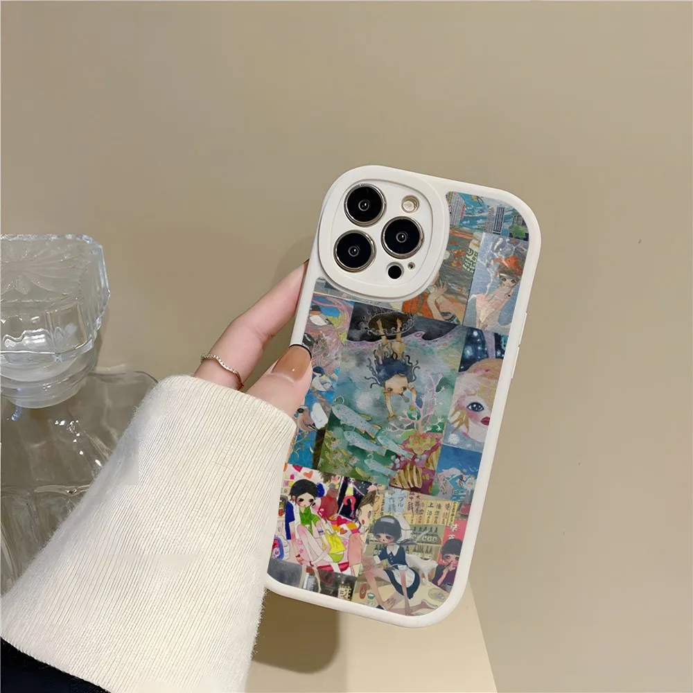 Aya takano telefon hülle lammfell für iphone 15 pro 14 11 13 12 mini x xr xs max 7 8 puls se silikon abdeckung