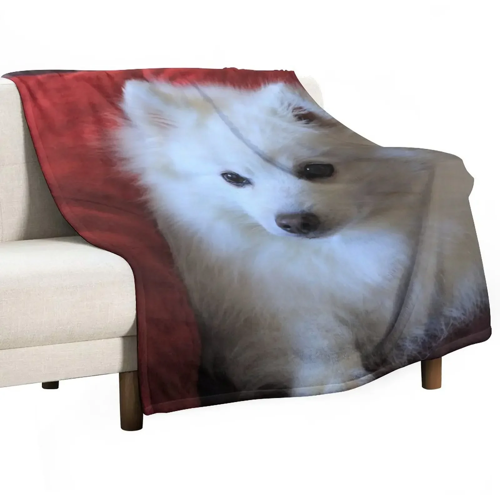 

New Japanese Spitz In The Red Throw Blanket Kid'S Furrys Sofa Sofas Blankets