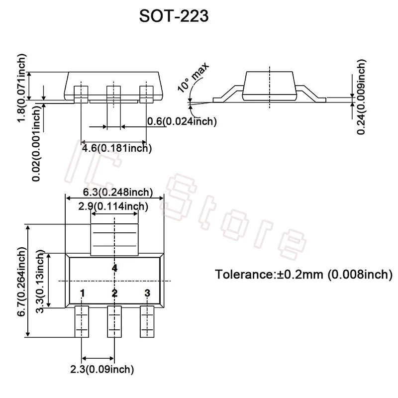 20 piezas-regulador de voltaje lineal, AMS1117, 1,2 V, 1,5 V, 1,8 V, 2,5 V, 3,3 V, 5V, ADJ, LM1117, 1117, SOT223 IC, nuevo