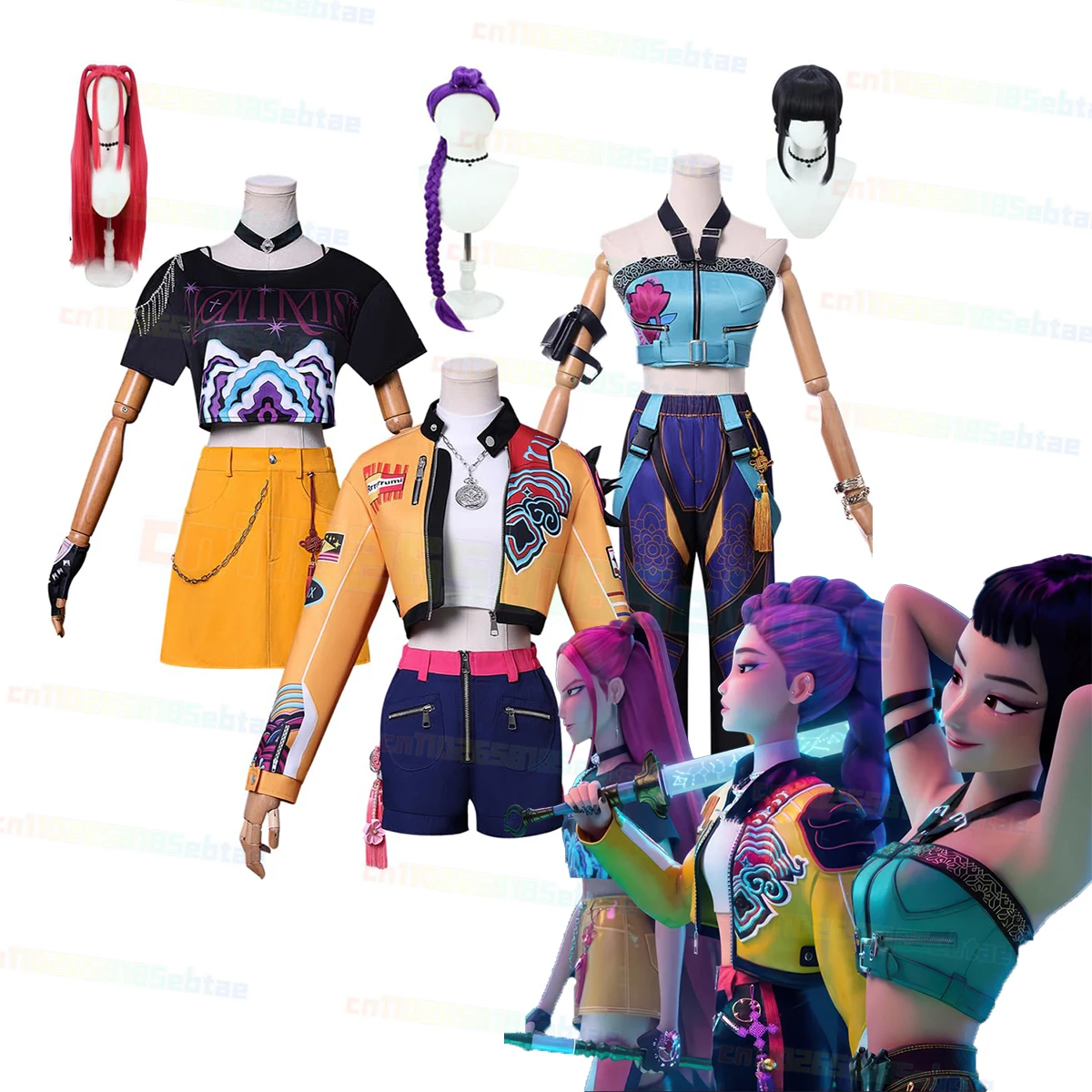 

2025 Kpop Demon Hunters Cosplay Costume Kpops Top Pants Earrings Waist Ornament Adults Womens Halloween Outfits